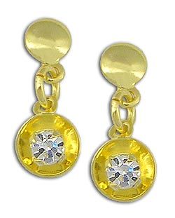Brinco folheado a ouro com pedrinha de strass