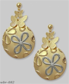 Brinco flores e borboletas, banhado a ouro 18K