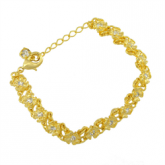 Pulseira flores com strass cravados, banhado a ouro 18K