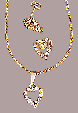 Conjunto de coração de strass