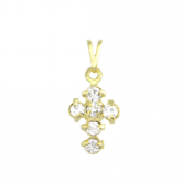 Pingente cruz com pedras strass cravadas, banhado a ouro 18K