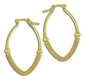 Brinco de argola oval folheado a ouro c/ bolinhas